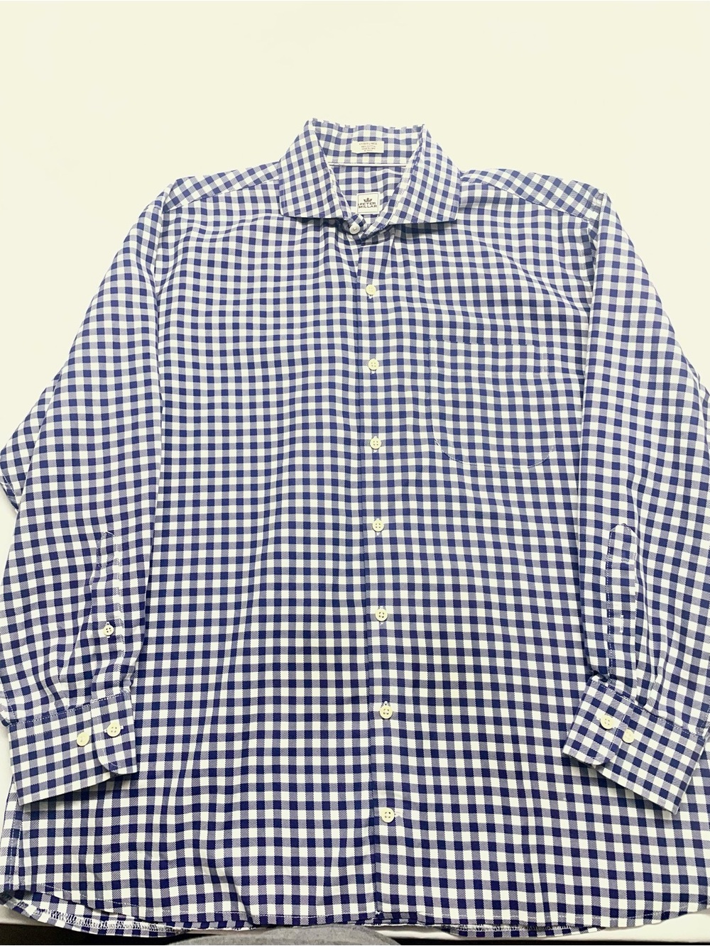 Peter Millar Blue and White Gingham Button-Down Shirt 100% Cotton